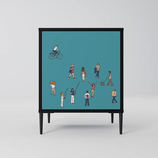 Credenza COLLECTIVE STREAM a 1 anta con finitura nera