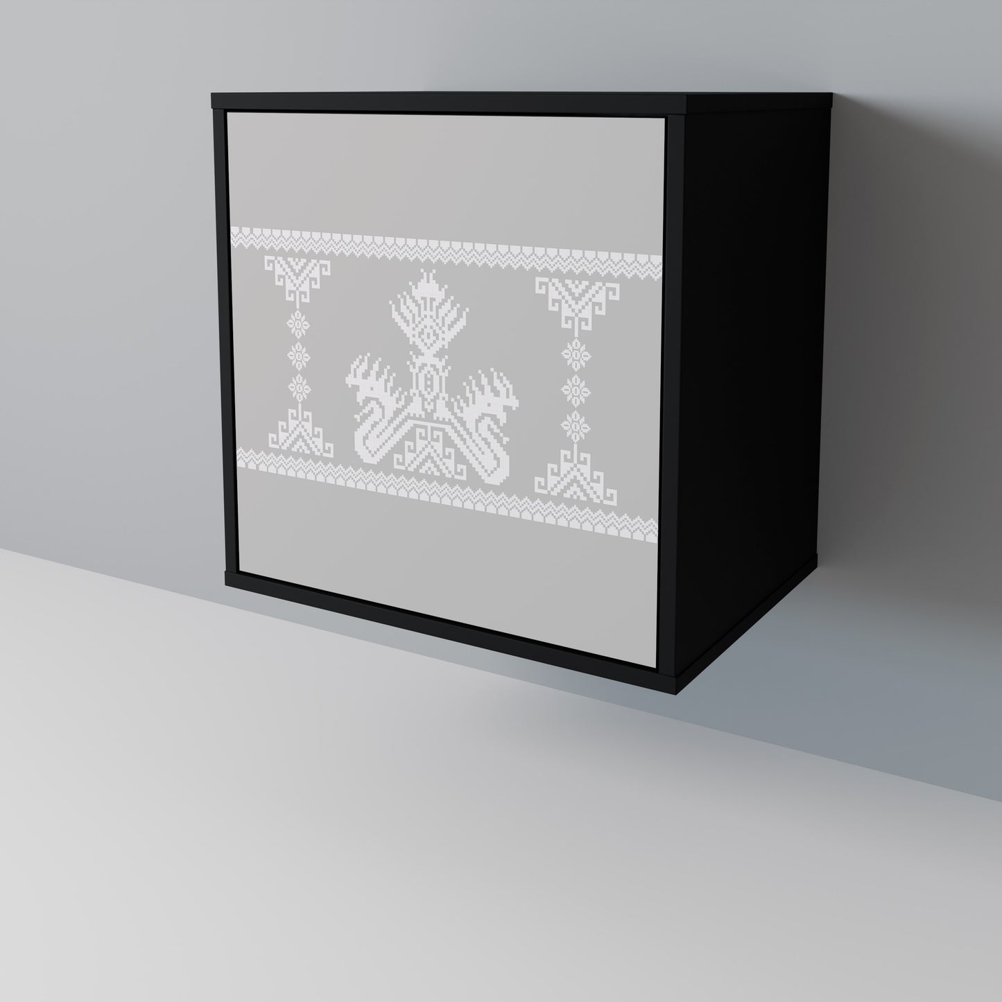 Credenza THAI GRAY a 1 anta con finitura nera