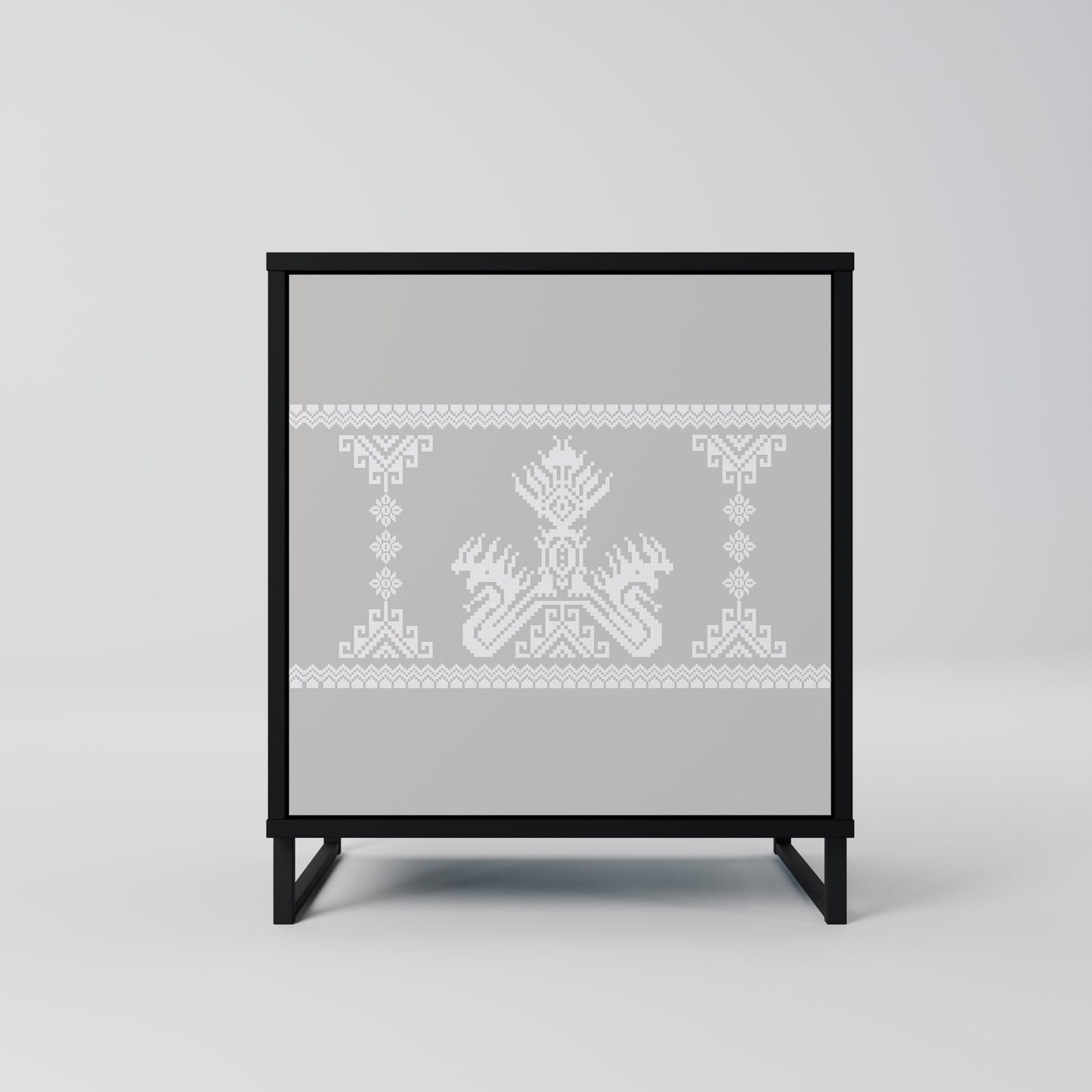 Credenza THAI GRAY a 1 anta con finitura nera