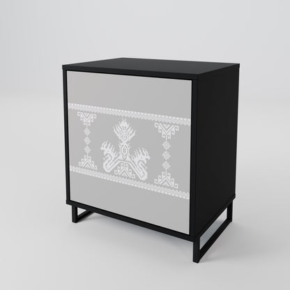 Credenza THAI GRAY a 1 anta con finitura nera