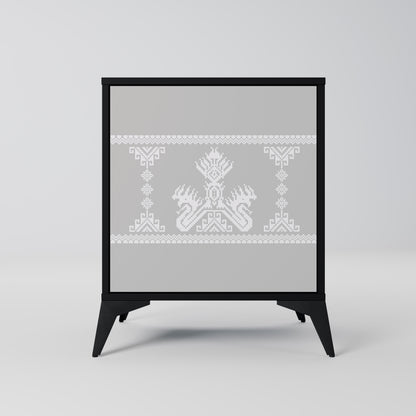 Credenza THAI GRAY a 1 anta con finitura nera