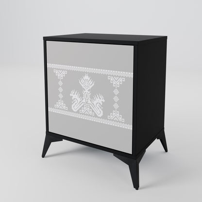 Credenza THAI GRAY a 1 anta con finitura nera