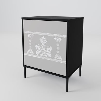 Credenza THAI GRAY a 1 anta con finitura nera