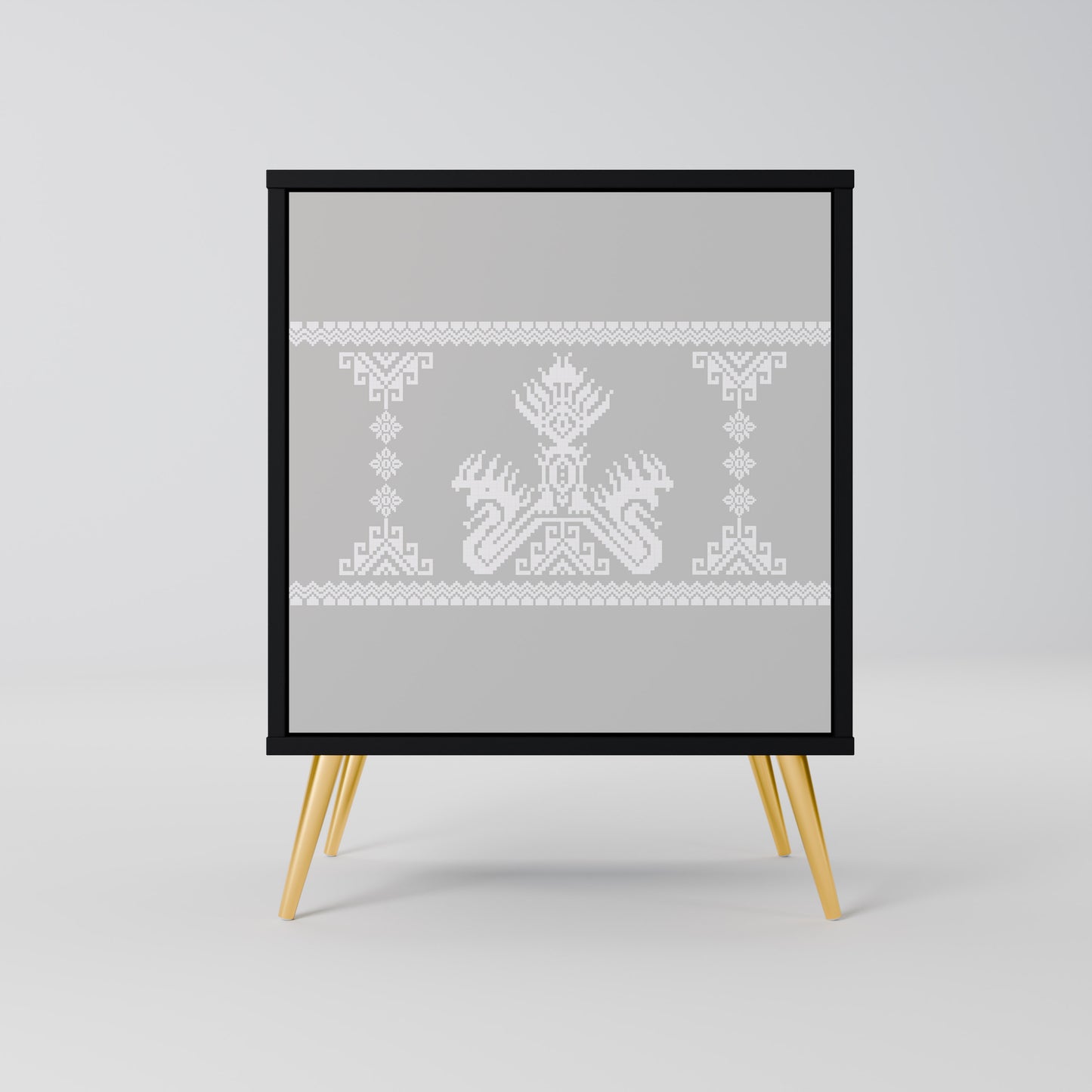 Credenza THAI GRAY a 1 anta con finitura nera