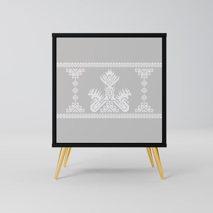 Credenza THAI GRAY a 1 anta con finitura nera