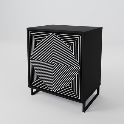 POLYGON ILLUSION 1-Door Sideboard in Black Finish