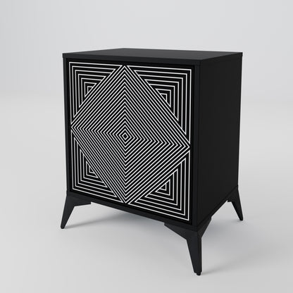 POLYGON ILLUSION 1-Door Sideboard in Black Finish