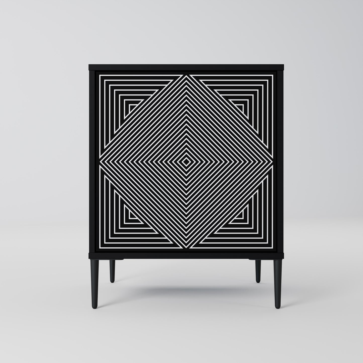 POLYGON ILLUSION 1-Door Sideboard in Black Finish