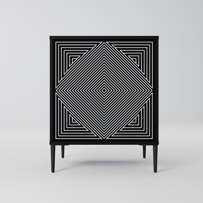 POLYGON ILLUSION 1-Door Sideboard in Black Finish