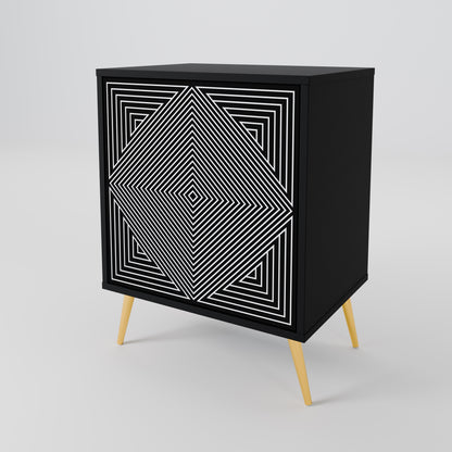 POLYGON ILLUSION 1-Door Sideboard in Black Finish