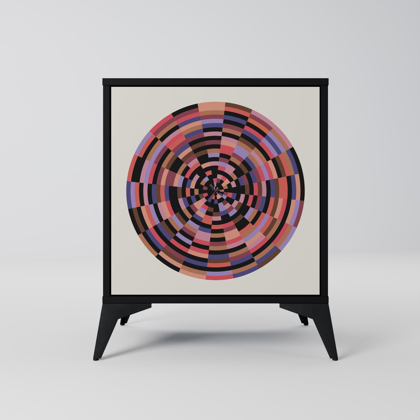 BROWN CIRCLES 1-Door Sideboard in Black Finish