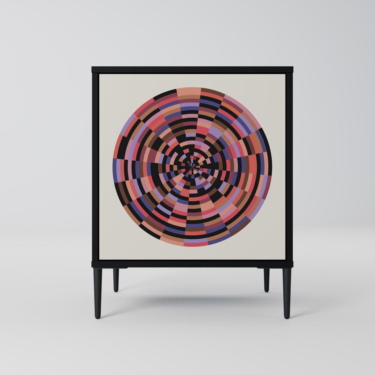 BROWN CIRCLES 1-Door Sideboard in Black Finish