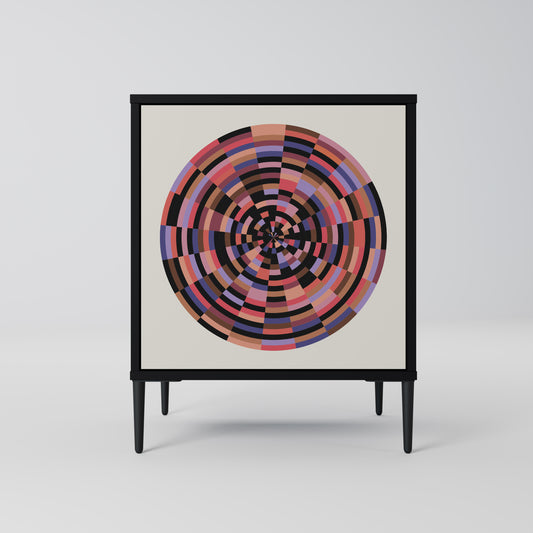 Credenza BROWN CIRCLES a 1 anta con finitura nera