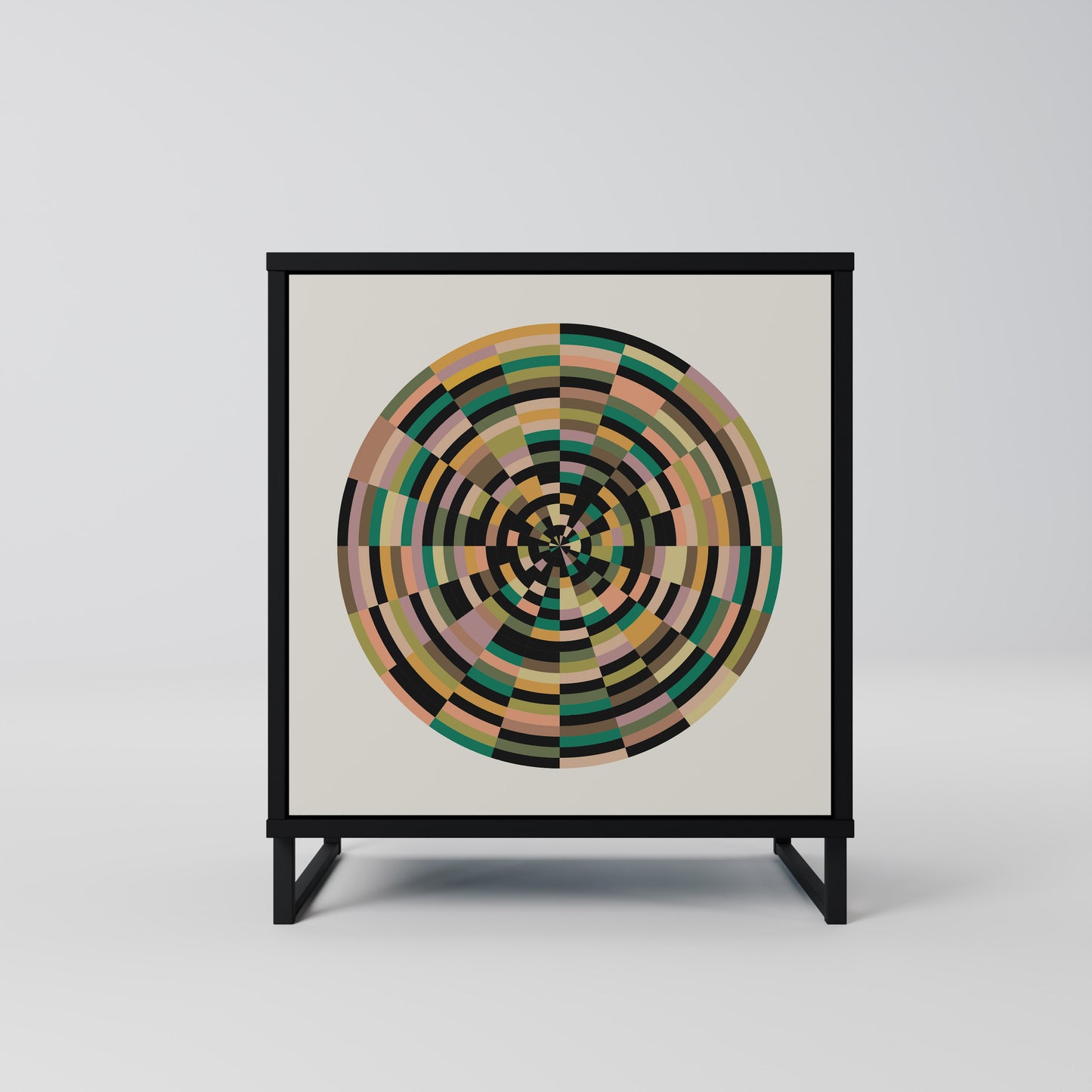 GREEN CIRCLES 1-Door Sideboard in Black Finish