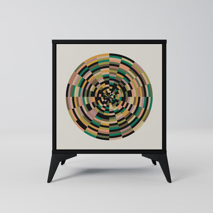 GREEN CIRCLES 1-Door Sideboard in Black Finish