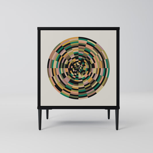 Credenza GREEN CIRCLES a 1 anta con finitura nera