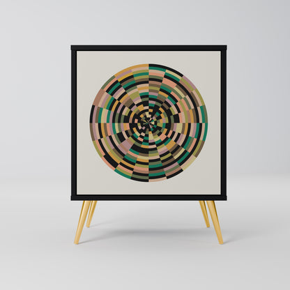 GREEN CIRCLES 1-Door Sideboard in Black Finish