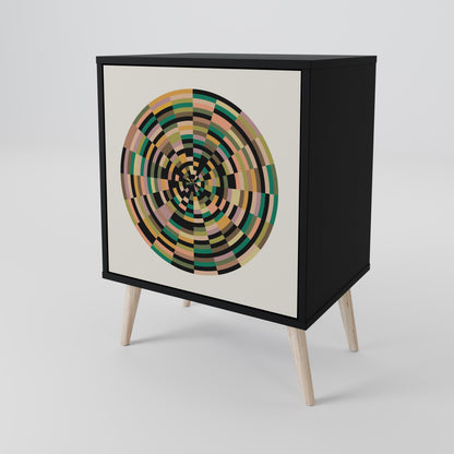 GREEN CIRCLES 1-Door Sideboard in Black Finish