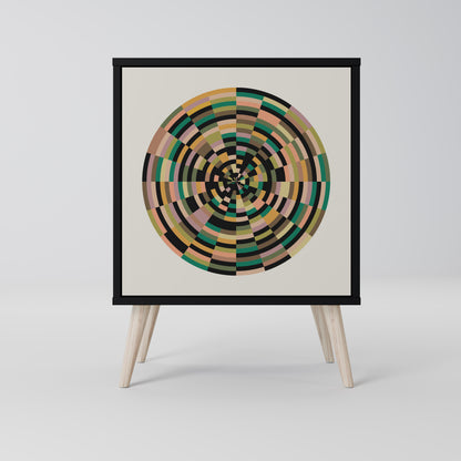 GREEN CIRCLES 1-Door Sideboard in Black Finish