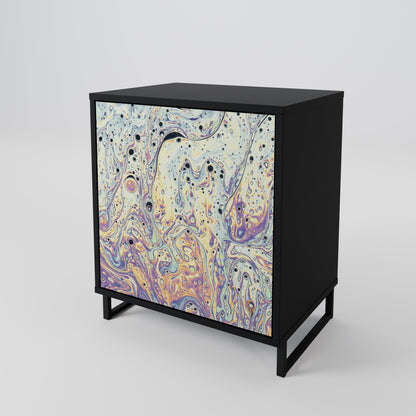 MOSAIC OF COLORS 1-Door Sideboard in Black Finish