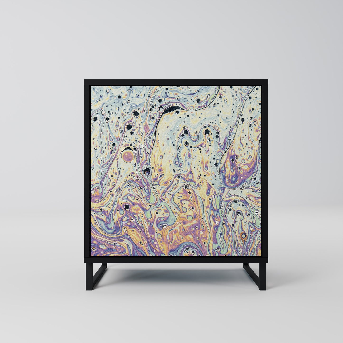 MOSAIC OF COLORS 1-Door Sideboard in Black Finish