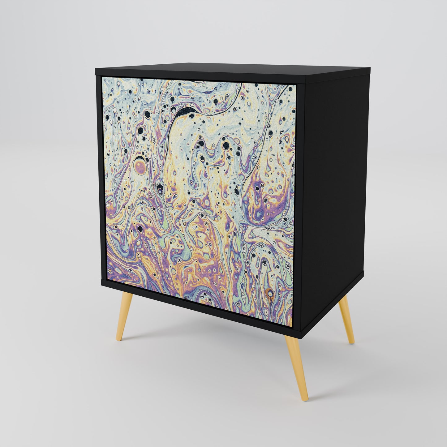 MOSAIC OF COLORS 1-Door Sideboard in Black Finish