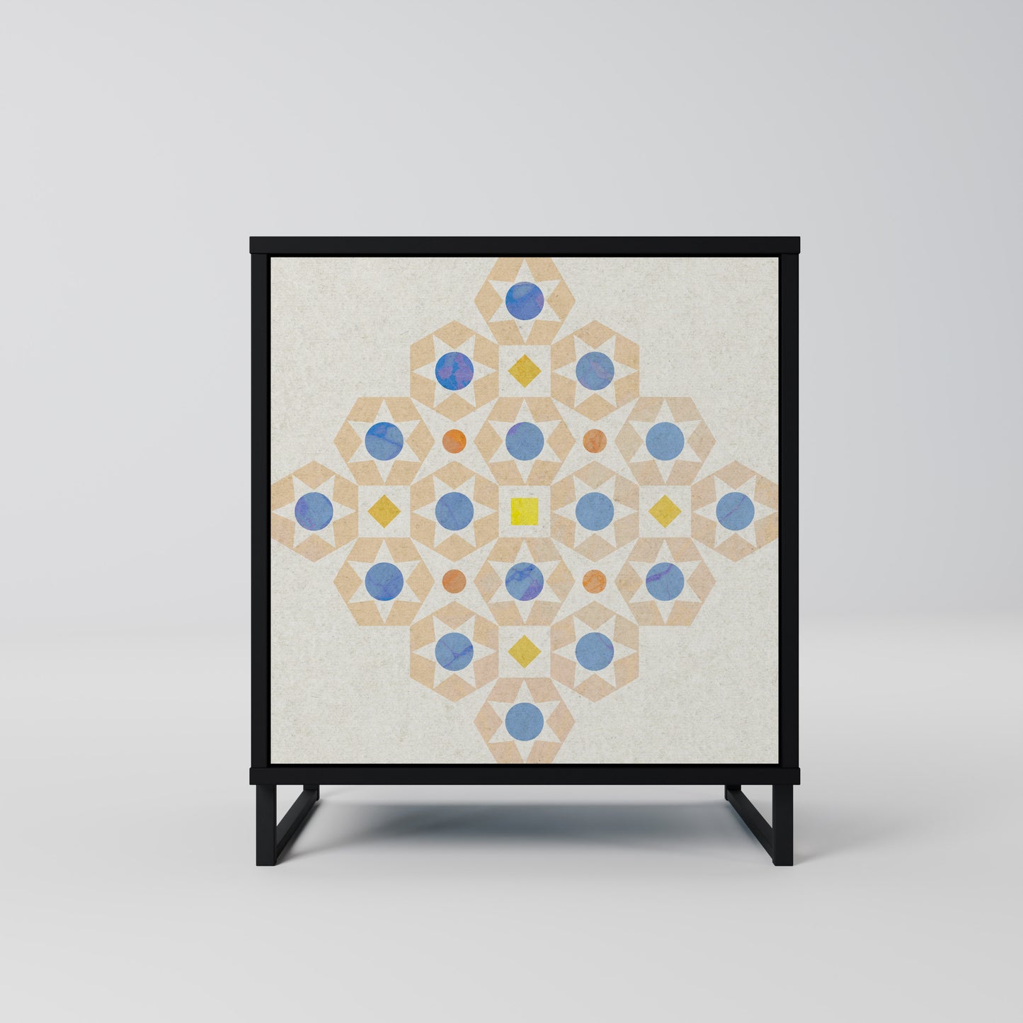 PATTERNED PRISM 1-Door Sideboard in Black Finish