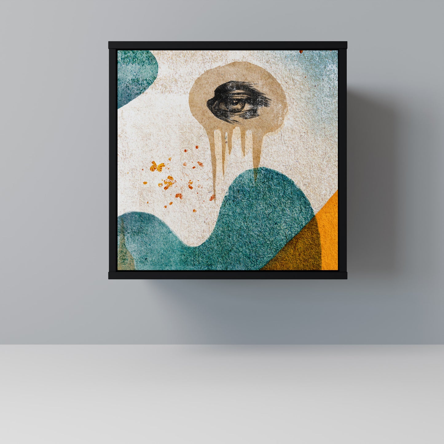 Credenza a 1 anta ABSTRACT FACES in finitura nera