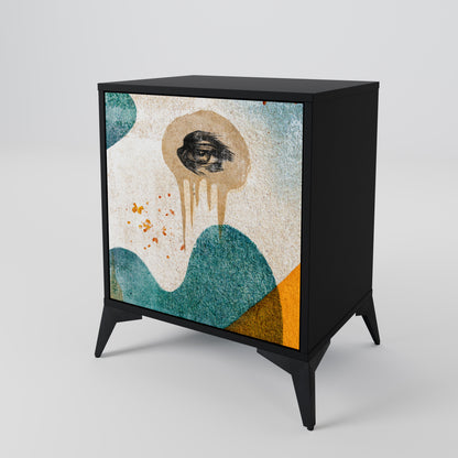 Credenza a 1 anta ABSTRACT FACES in finitura nera