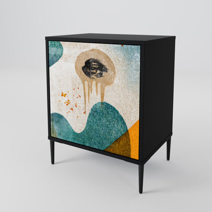 Credenza a 1 anta ABSTRACT FACES in finitura nera