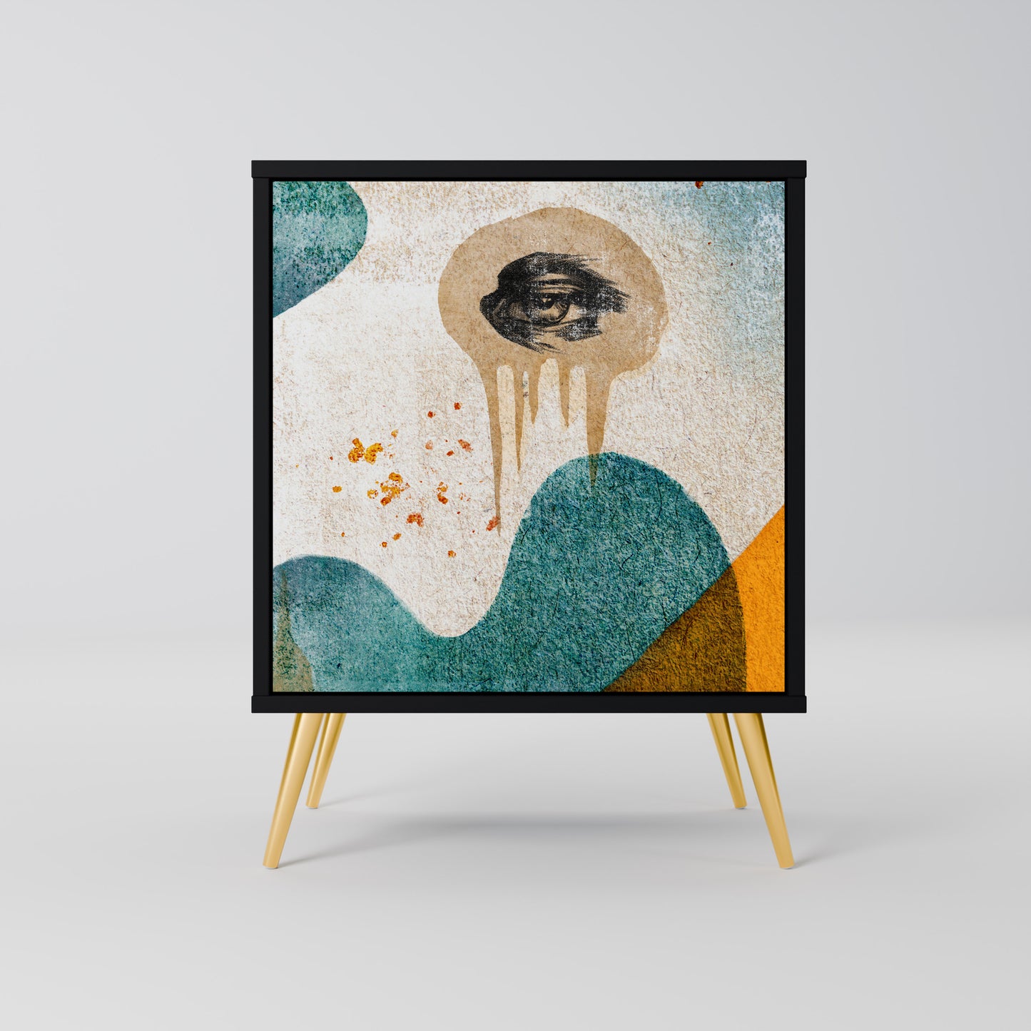 Credenza a 1 anta ABSTRACT FACES in finitura nera