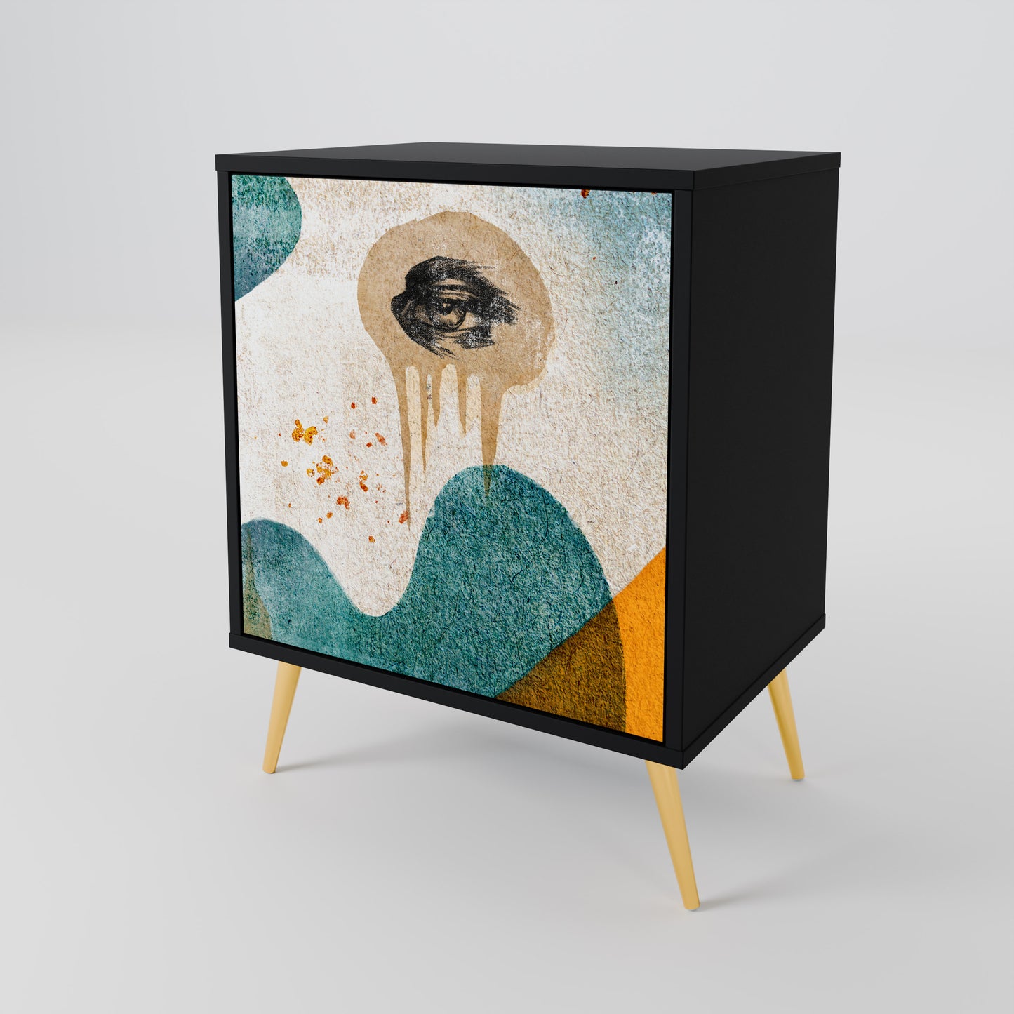Credenza a 1 anta ABSTRACT FACES in finitura nera