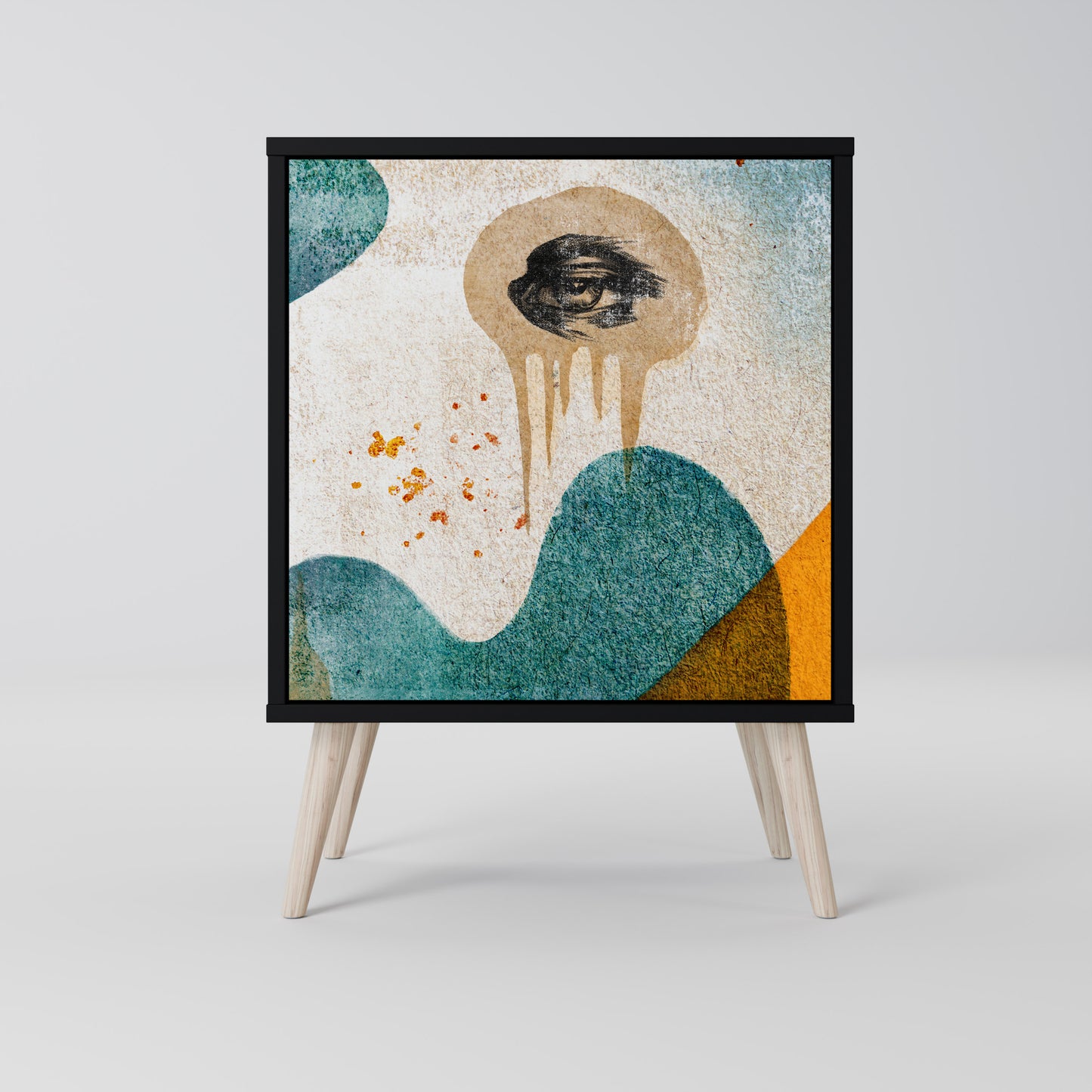 Credenza a 1 anta ABSTRACT FACES in finitura nera