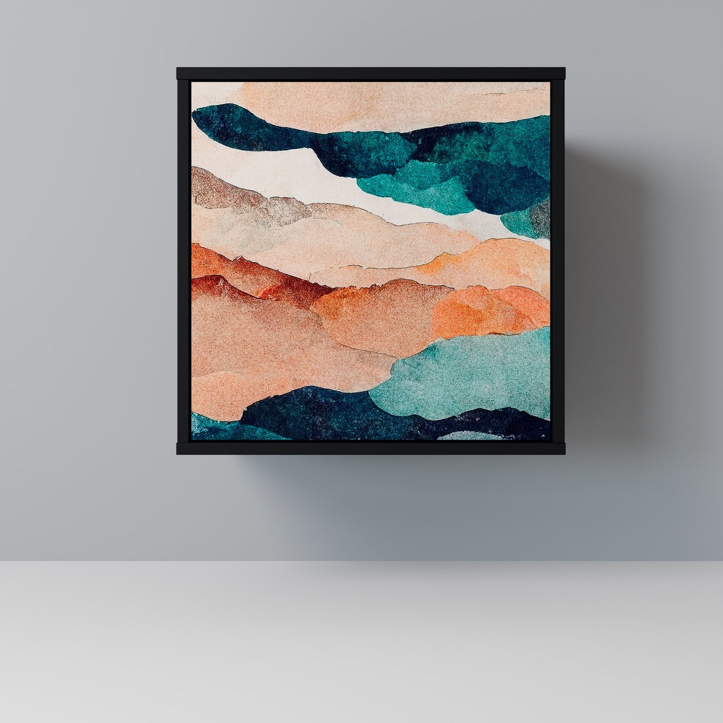 Credenza a 1 anta ABSTRACT LANDSCAPE con finitura nera