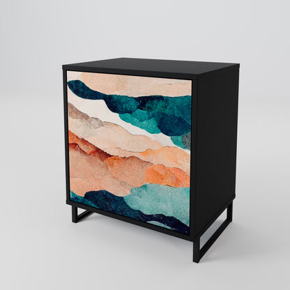 Credenza a 1 anta ABSTRACT LANDSCAPE con finitura nera