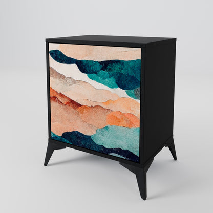 Credenza a 1 anta ABSTRACT LANDSCAPE con finitura nera