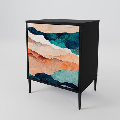 Credenza a 1 anta ABSTRACT LANDSCAPE con finitura nera