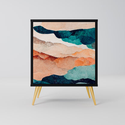 Credenza a 1 anta ABSTRACT LANDSCAPE con finitura nera