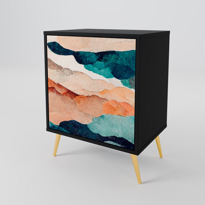 Credenza a 1 anta ABSTRACT LANDSCAPE con finitura nera