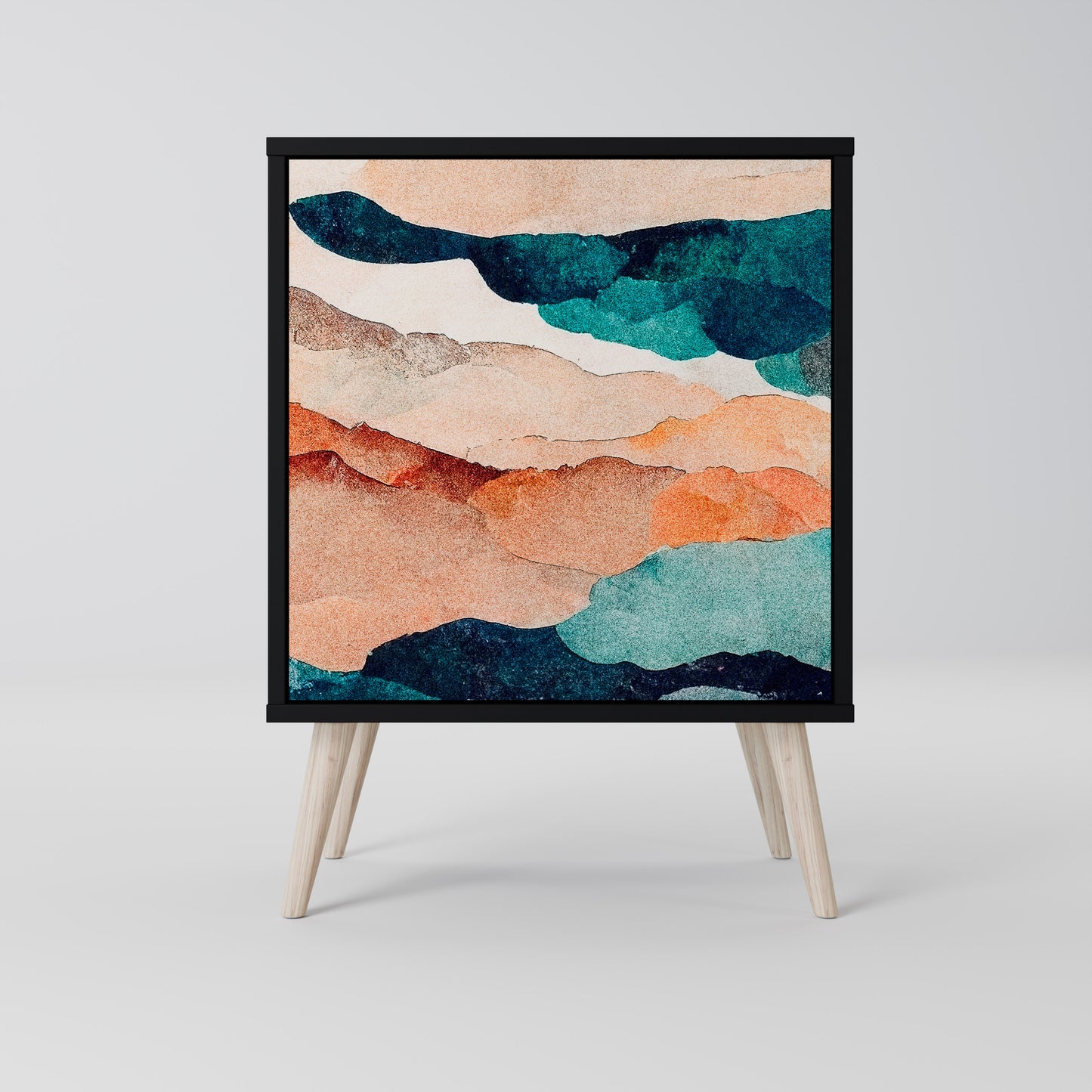 Credenza a 1 anta ABSTRACT LANDSCAPE con finitura nera