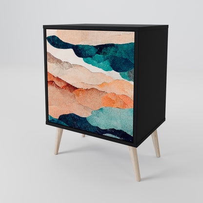 Credenza a 1 anta ABSTRACT LANDSCAPE con finitura nera