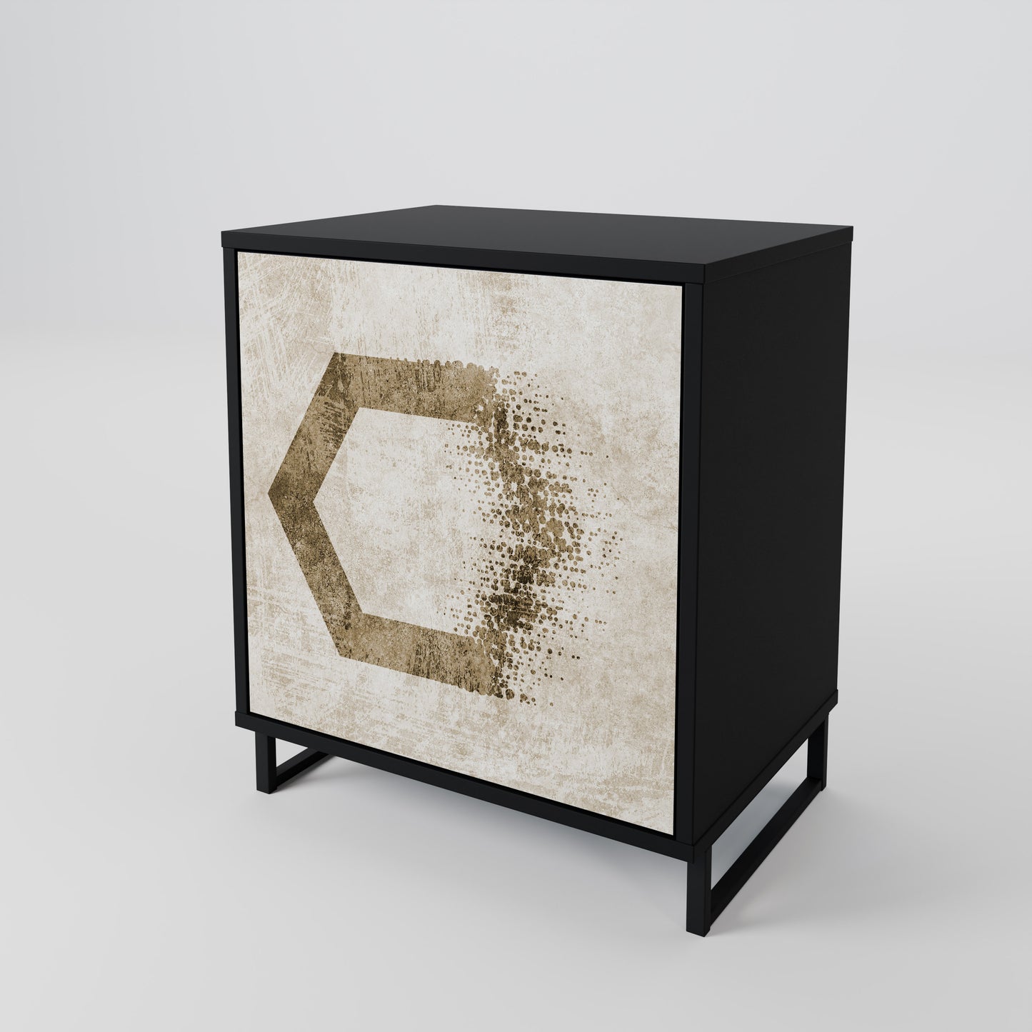 Credenza a 1 anta HEXAGONAL SHAPES in finitura nera