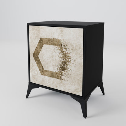 Credenza a 1 anta HEXAGONAL SHAPES in finitura nera