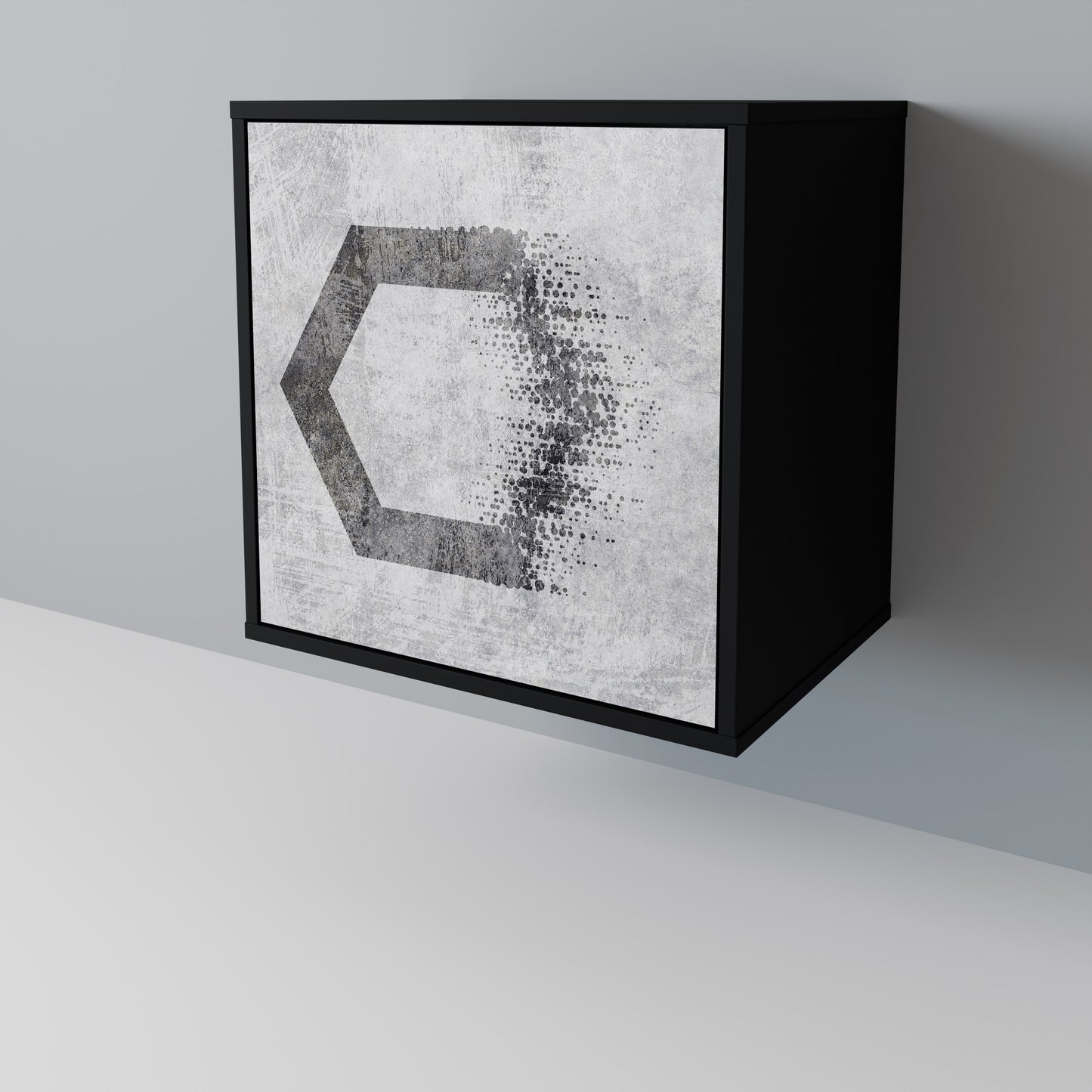 Credenza HEXAGONAL FIGURES a 1 anta con finitura nera