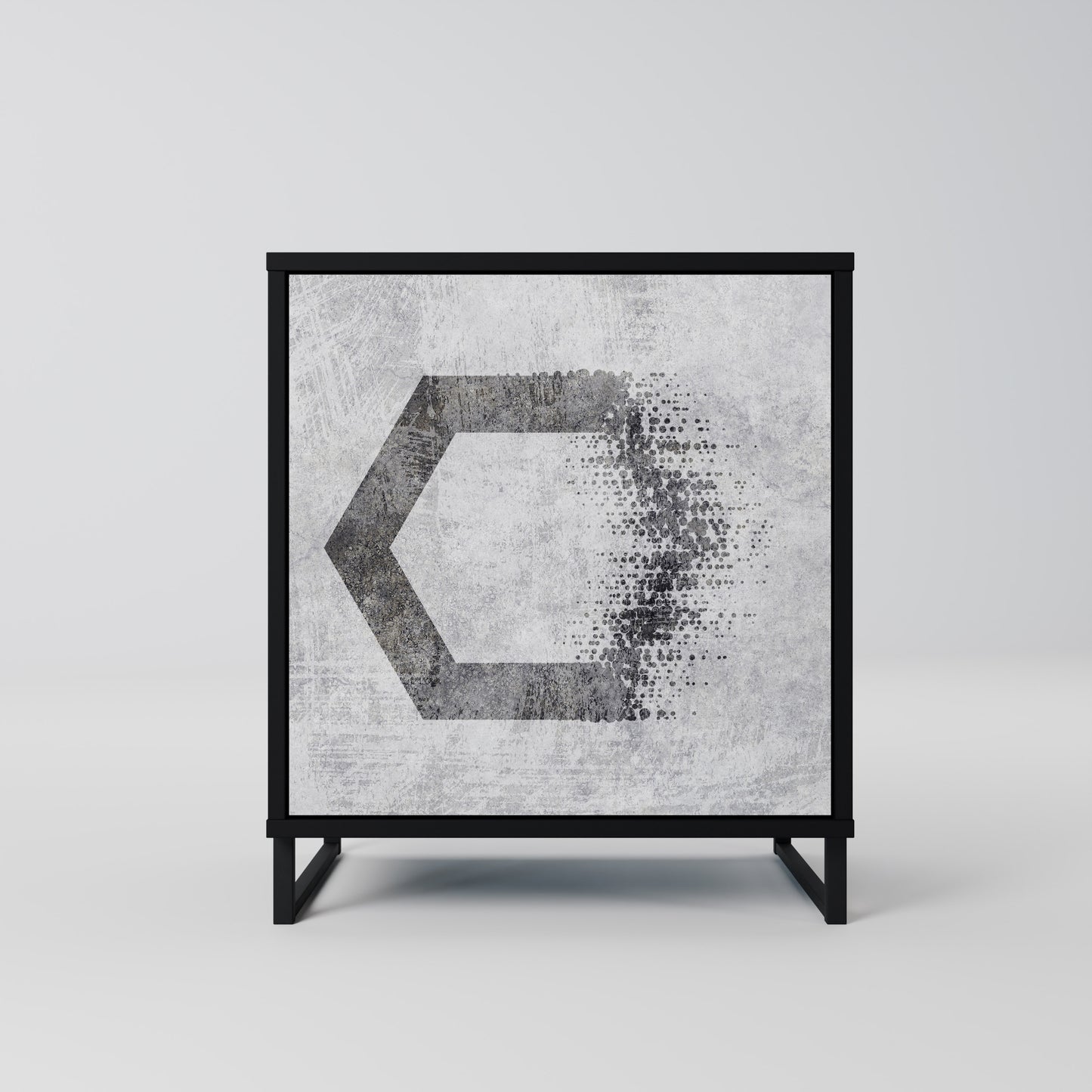 Credenza HEXAGONAL FIGURES a 1 anta con finitura nera