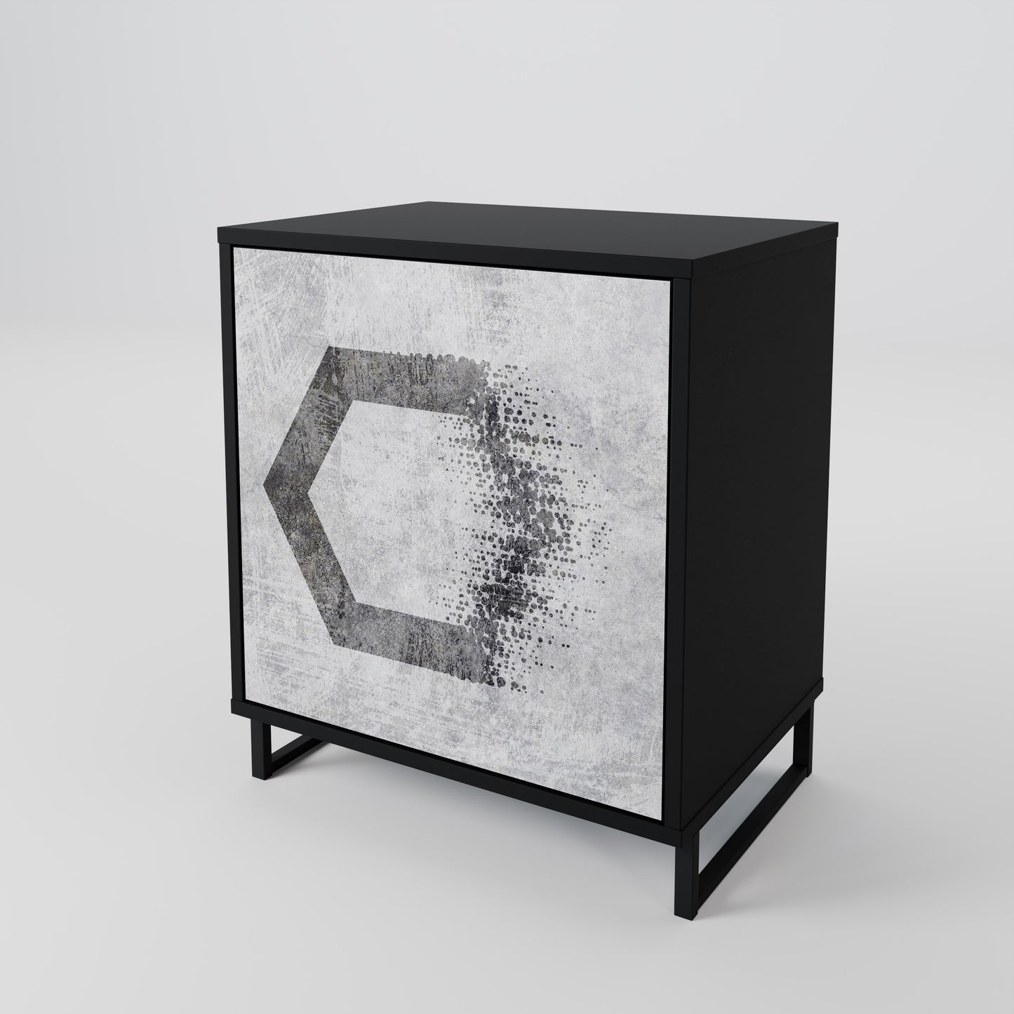 Credenza HEXAGONAL FIGURES a 1 anta con finitura nera