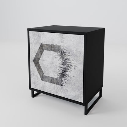 Credenza HEXAGONAL FIGURES a 1 anta con finitura nera
