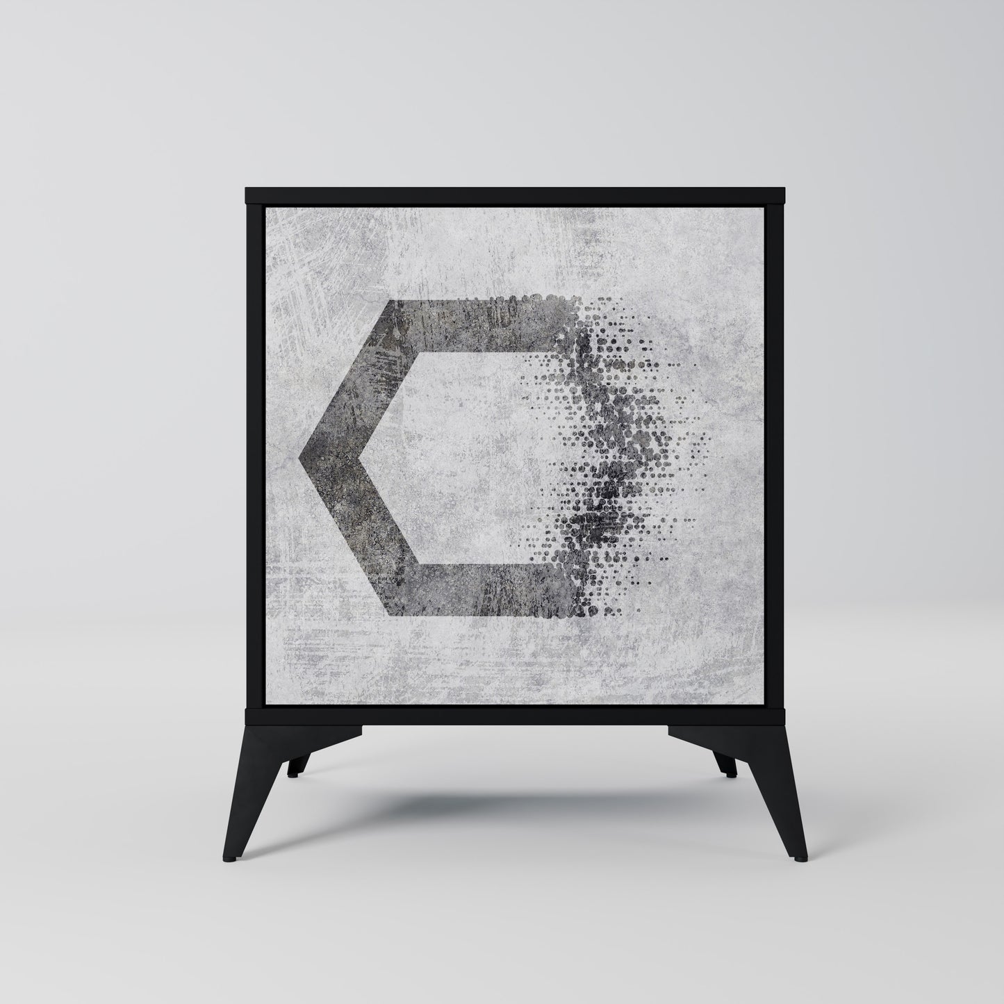 Credenza HEXAGONAL FIGURES a 1 anta con finitura nera