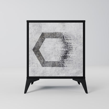 Credenza HEXAGONAL FIGURES a 1 anta con finitura nera