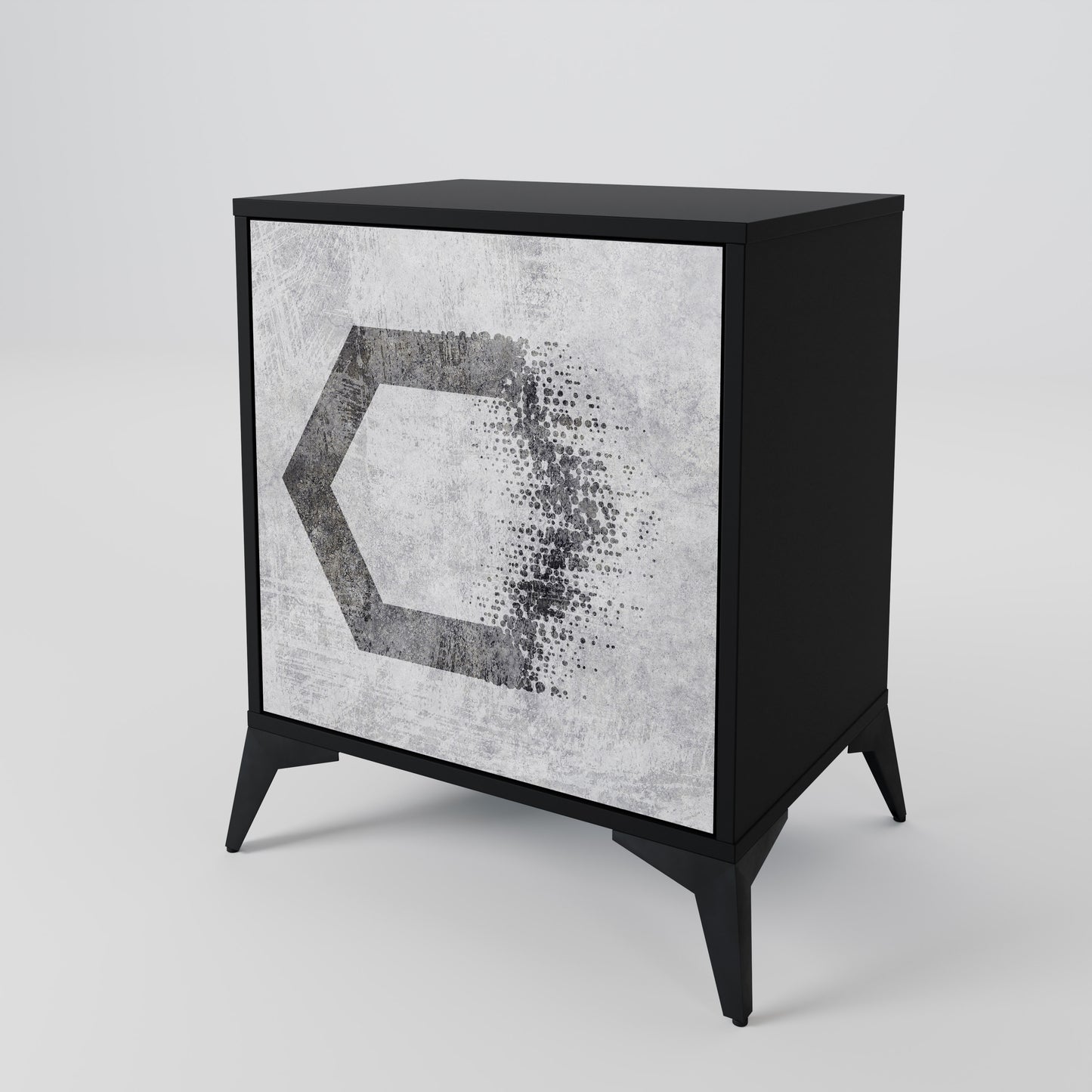 Credenza HEXAGONAL FIGURES a 1 anta con finitura nera
